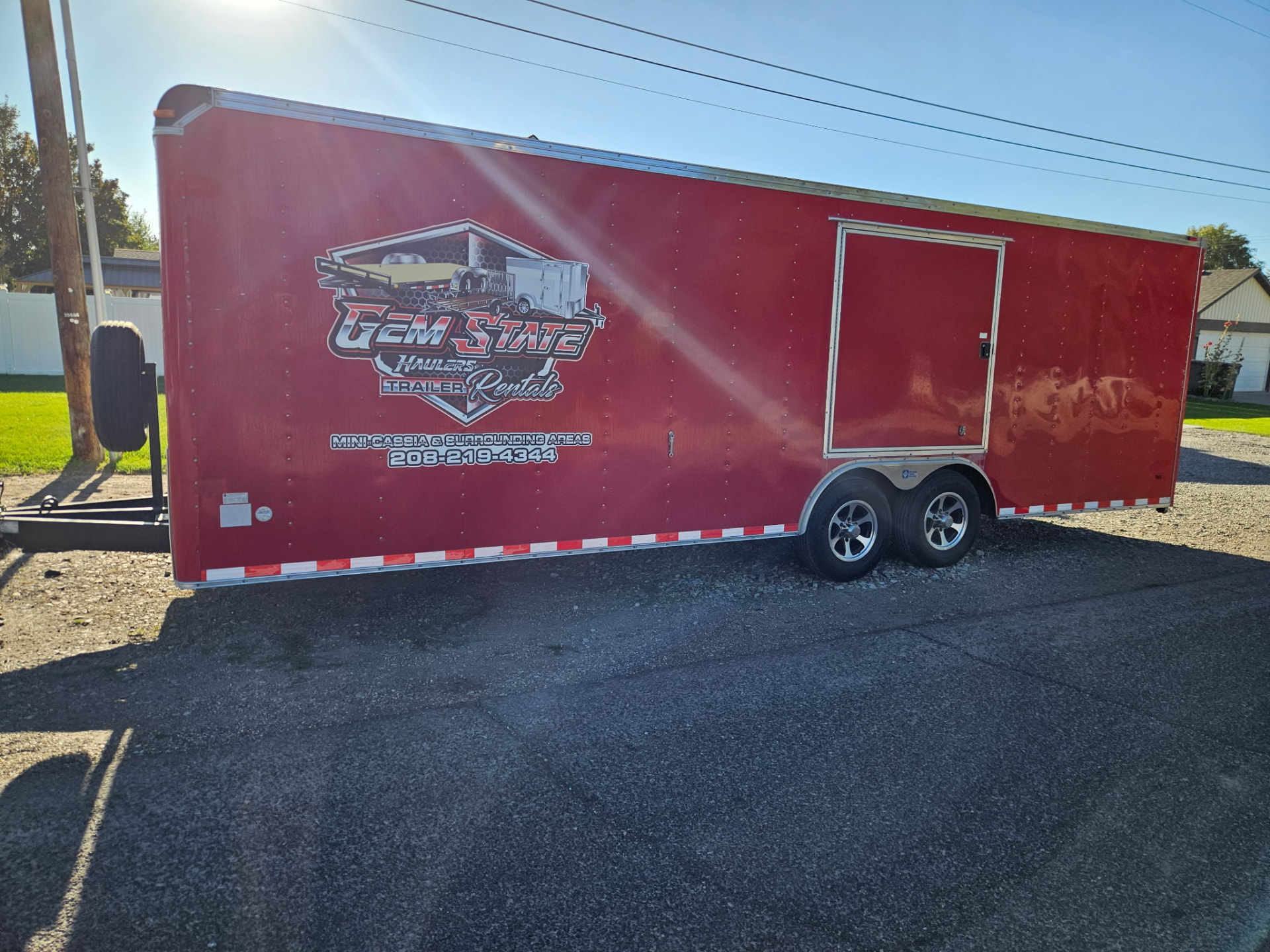 8.5X24 ENCLOSED CAR HAULER/ CARGO TRAILER available for rent from Gem State Haulers